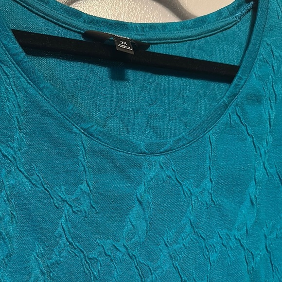 Simply Vera Vera Wang Relaxed Green and Blue Blouse - Picture 7 of 11